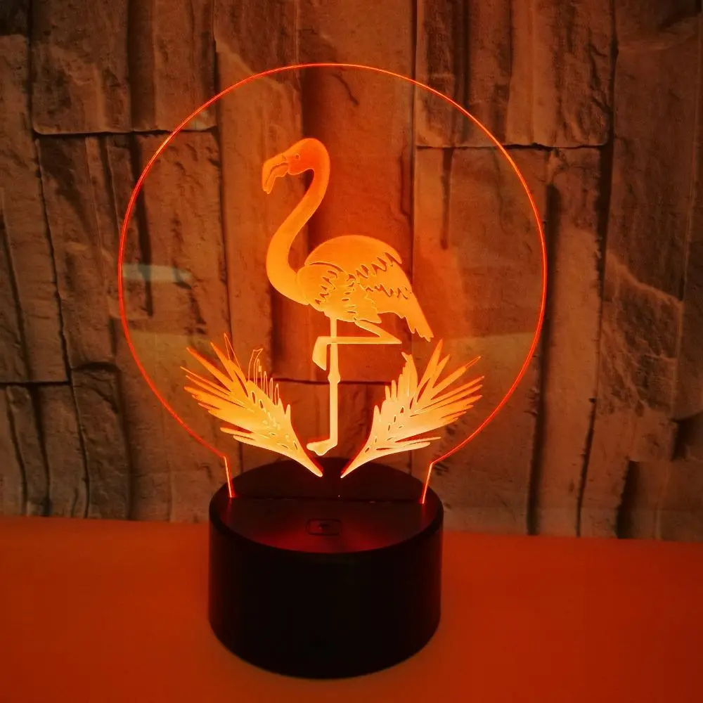 7 цветная лампа с фламинго 3d Визуальный светодиодный ночник для детей сенсорный