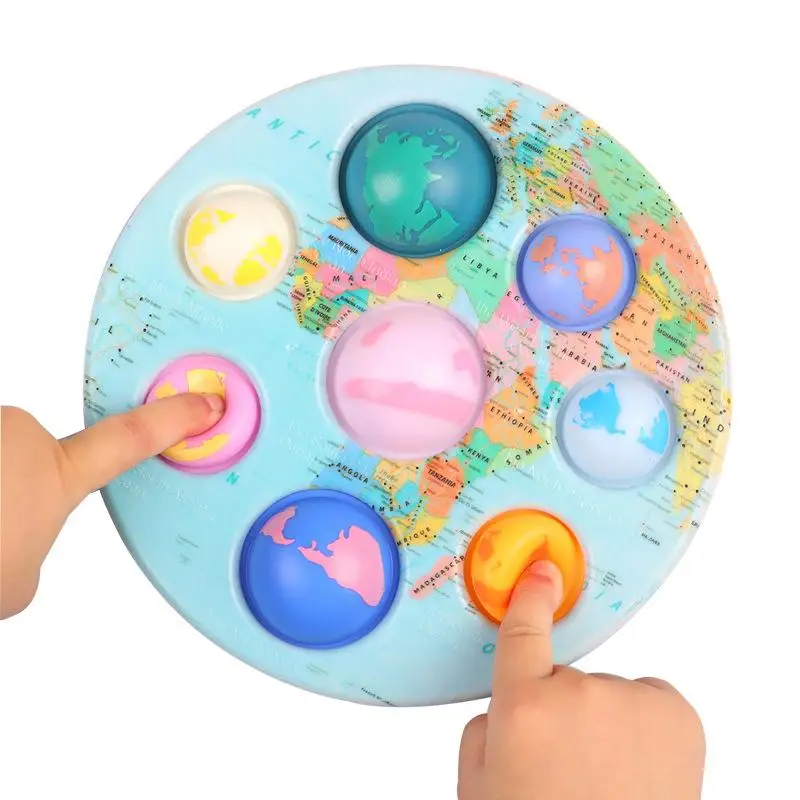 Push Bubble Pop it Fidget Toys Eight Major Planets Pattern Simple Dimple Sensory Toy Stress Relief Anti Anxiety ADHD Fidget Toys