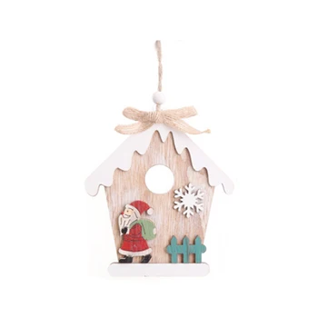 

Christmas Room-shaped Wooden Pendant/Painted Wooden Christmas Tree Pendant/Christmas Atmosphere Decor/Home Decor/Children Gift