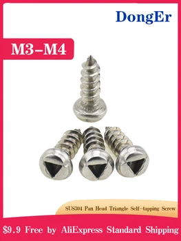 

10Pcs M3 M4 304 Stainless Steel Pan Round head Inner triangle groove Sharp tail Anti-theft Self-tapping Screw