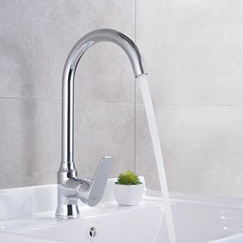 

Aiigo 360° Rotation Deck Mounted Sink Faucet High Arc Spout Kitchen Faucet Cold And Hot Water Chrome Faucet LD16073