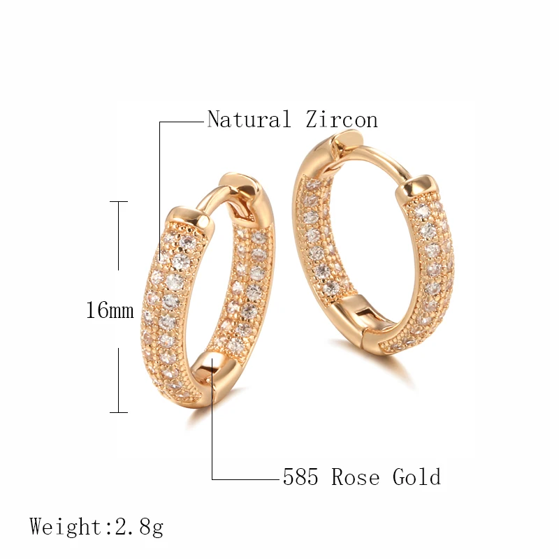 Hoop Earrings JULYDREAM Classic Double Layer Full Zircon 585 Gold Color for Party Wedding
