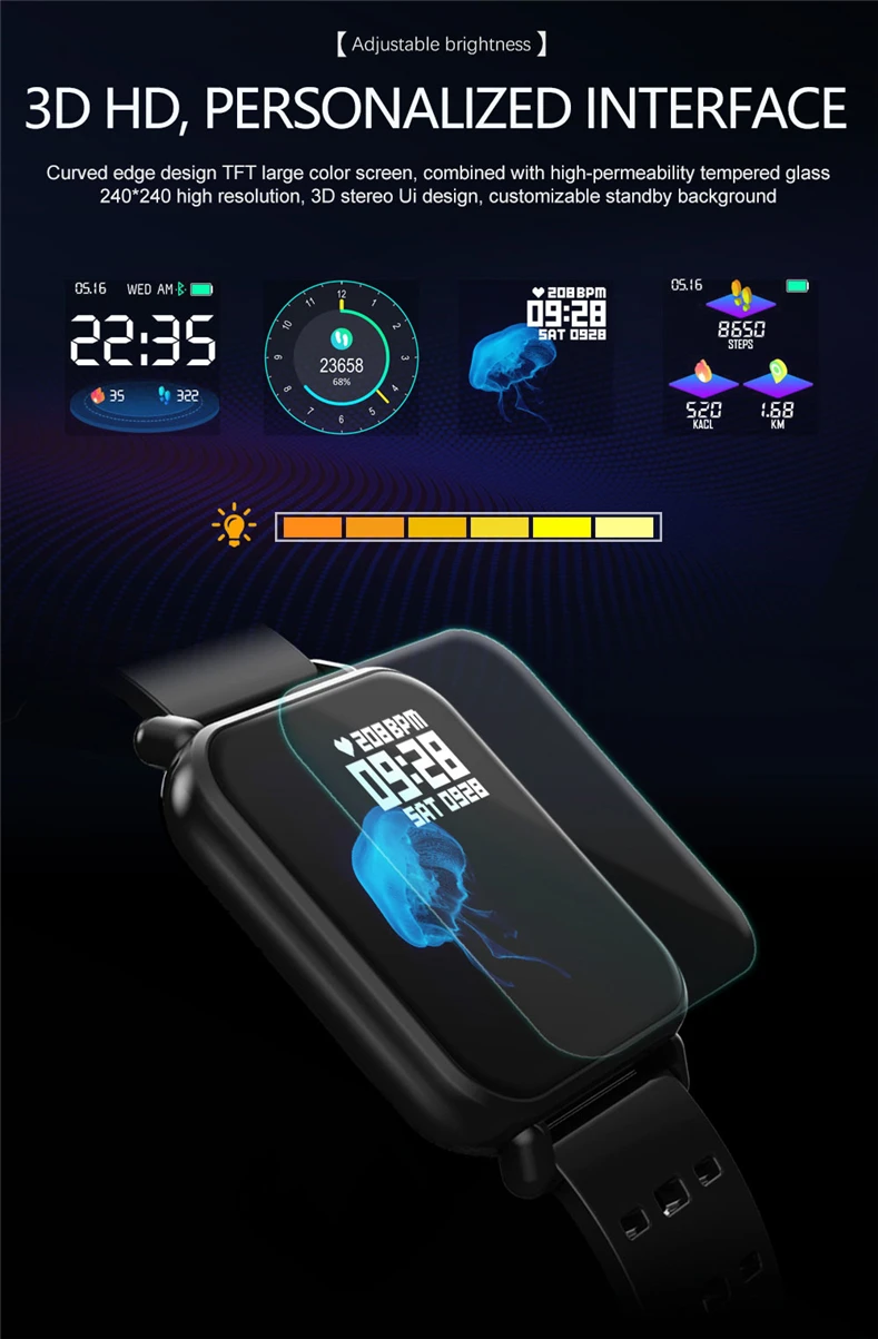 Y6 Pro Bluetooth Смарт-часы для мужчин и женщин Модные Смарт-часы HR кровяное давление пульсометр музыка погода фитнес-трекер Смарт-браслет