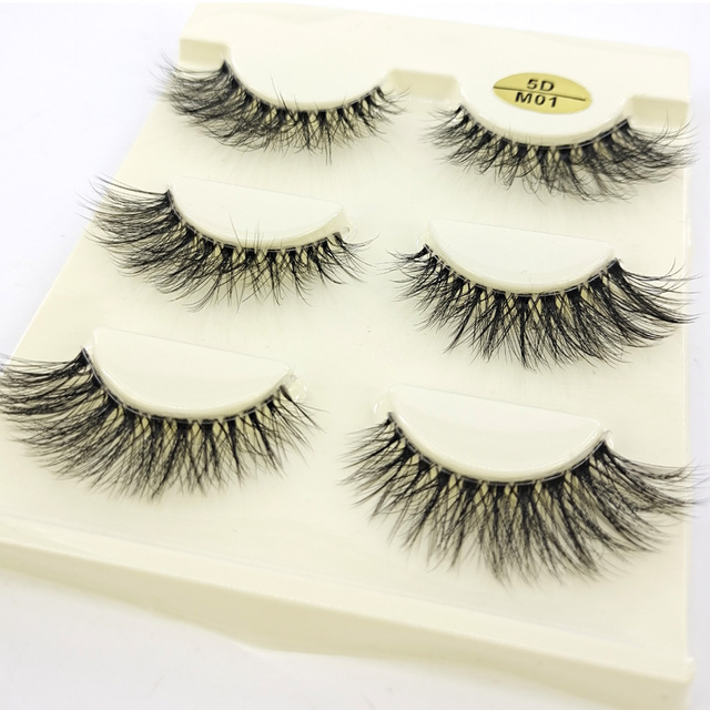 3pair Invisible Band Transparent 3D Mink Fur Lashes Natural Long Wispy False Eyelashes