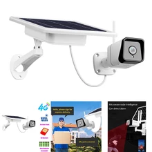 Caméra solaire d'extérieur 4G 1080P 2.0MP, avec détection de mouvement par micro ondes, batterie faible, moniteur de sécurité à Vision nocturne 