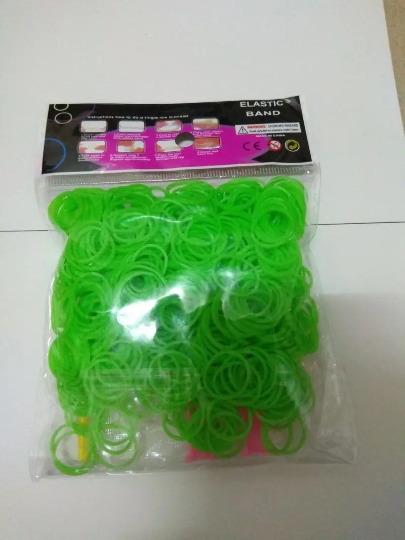 fruit green 600pcs Резинка для плетения для девочек, ручная вязка, радужная вязальная машина, Резиночки для ткацких станков - Цвет: fruit green 600pcs