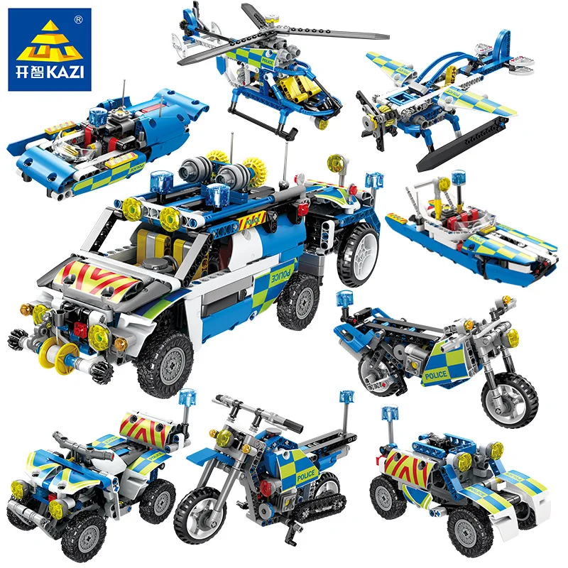 

KAZI Ky1011 City Engineering Science 4-in-1 SWAT Explosion-Proof Vehicle Inserted Building Blocks Children'S Educational Assembl