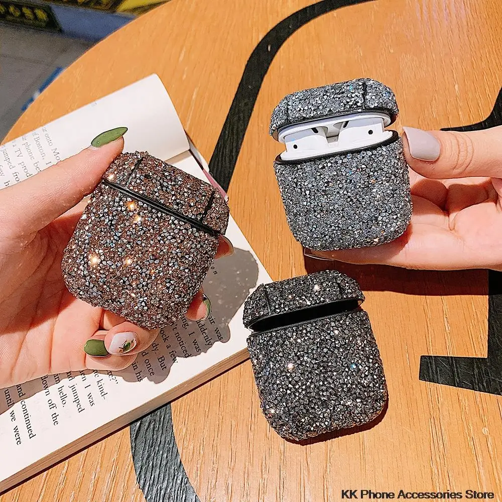 

Earphone Case For Airpods 2 Glitter Diamond Wireless Bluetooth Headphone Protective Cover For Apple Air Pods Charging Box Cases