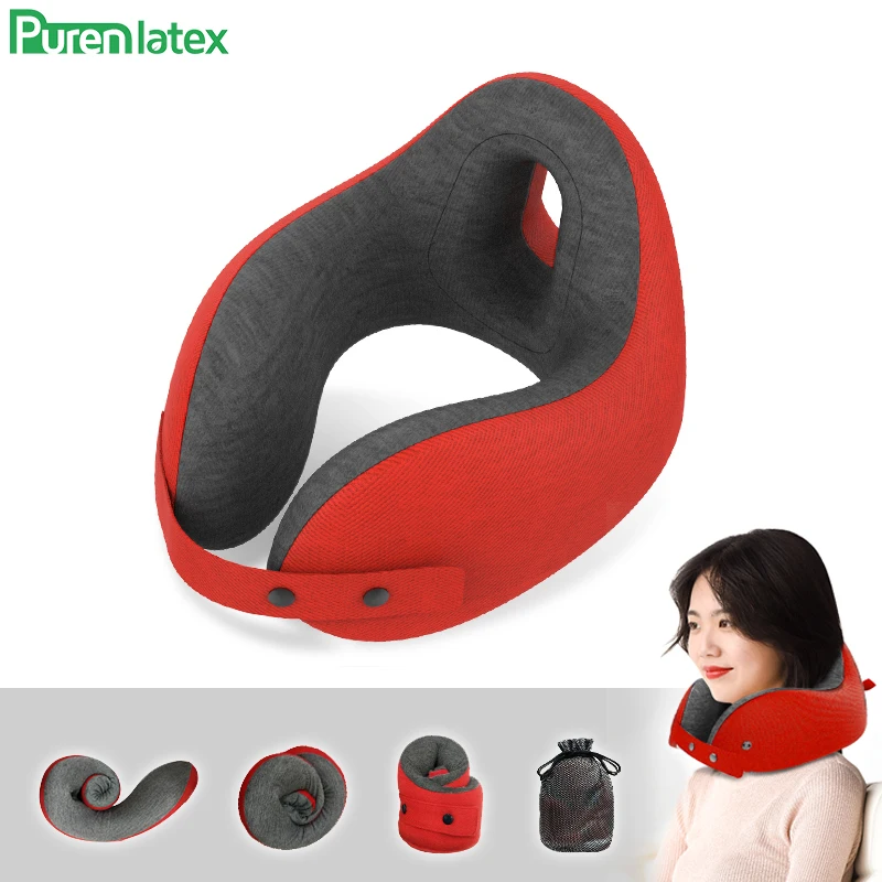 Удобная дорожная подушка PurenLatex u образная для шеи с эффектом памяти отдыха и сна