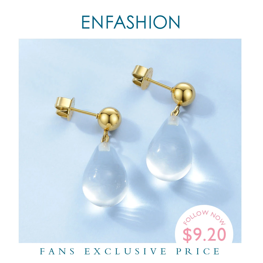 

ENFASHION Water Droplets Shape Crystal Drop Earrings For Women Cute Geometric Dangle Earings Fashion Jewelry Kolczyki EC191064