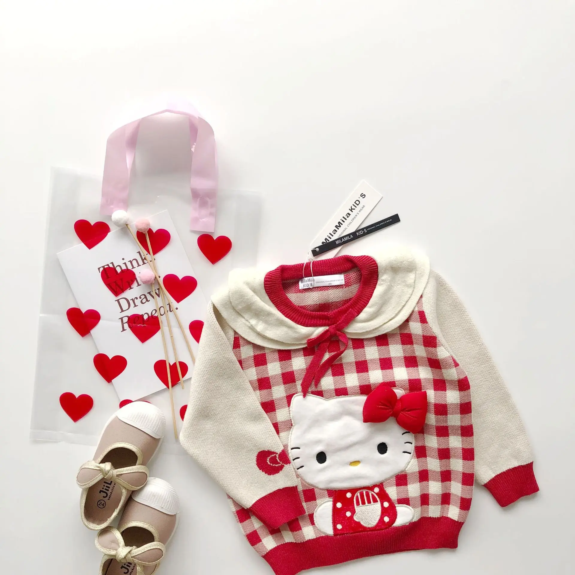 Tonytaobaby/осенне-зимняя одежда новая стильная одежда для маленьких девочек милый свитер с лацканами хлопковый красный свитер для девочек