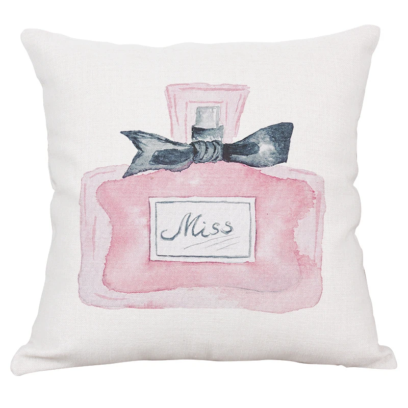 New Super Quality Thicken Linen Cotton Perfume Bottles Flowers Cushion Cover Sofa Throw Pillow Cover Decorative Christmas Pillow