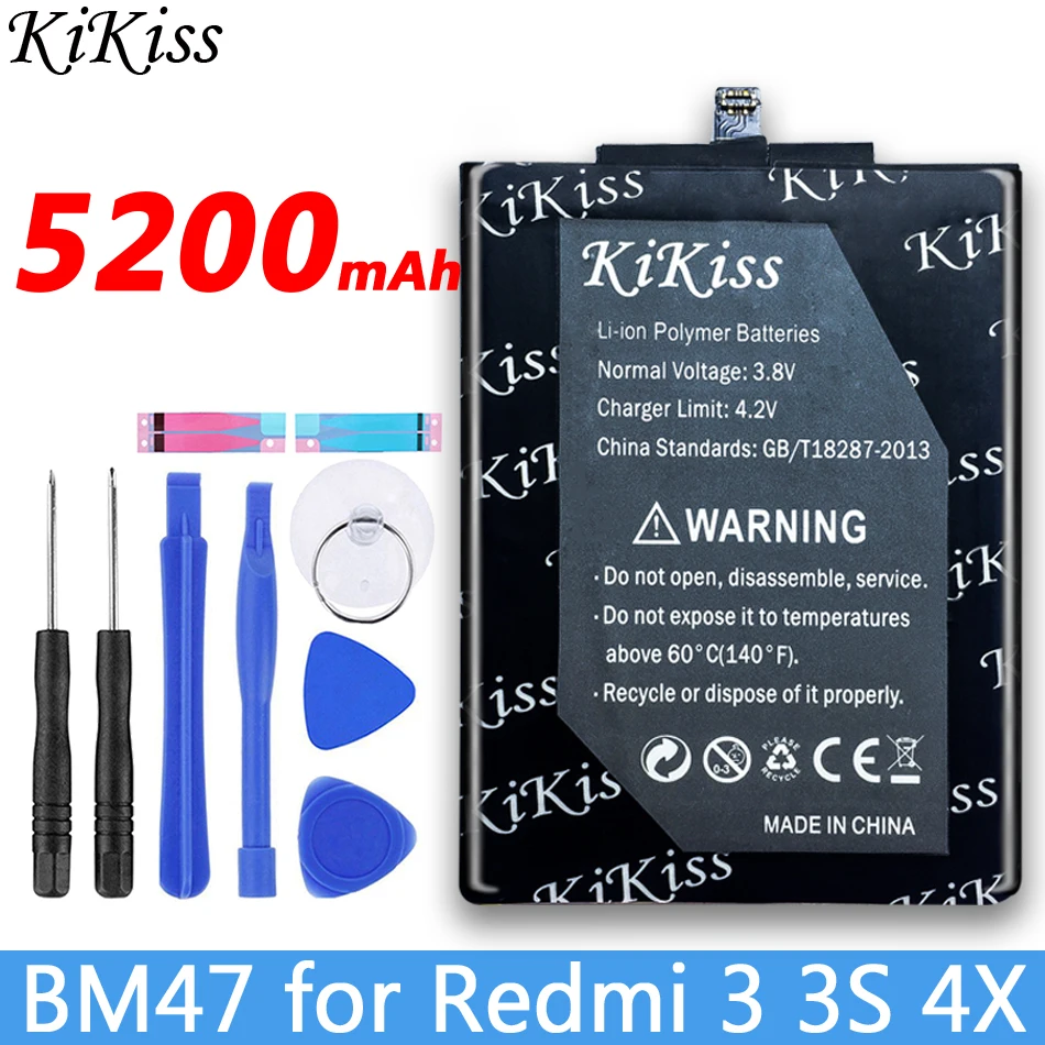Бесплатный инструмент KiKiss аккумулятор BM47/BN40/BN44 для Xiaomi Redmi 3 3S 3X/Redmi 4X/Redmi 4 Pro Prime 3g ram 32G rom/Redmi 5 Plus - Цвет: BM47