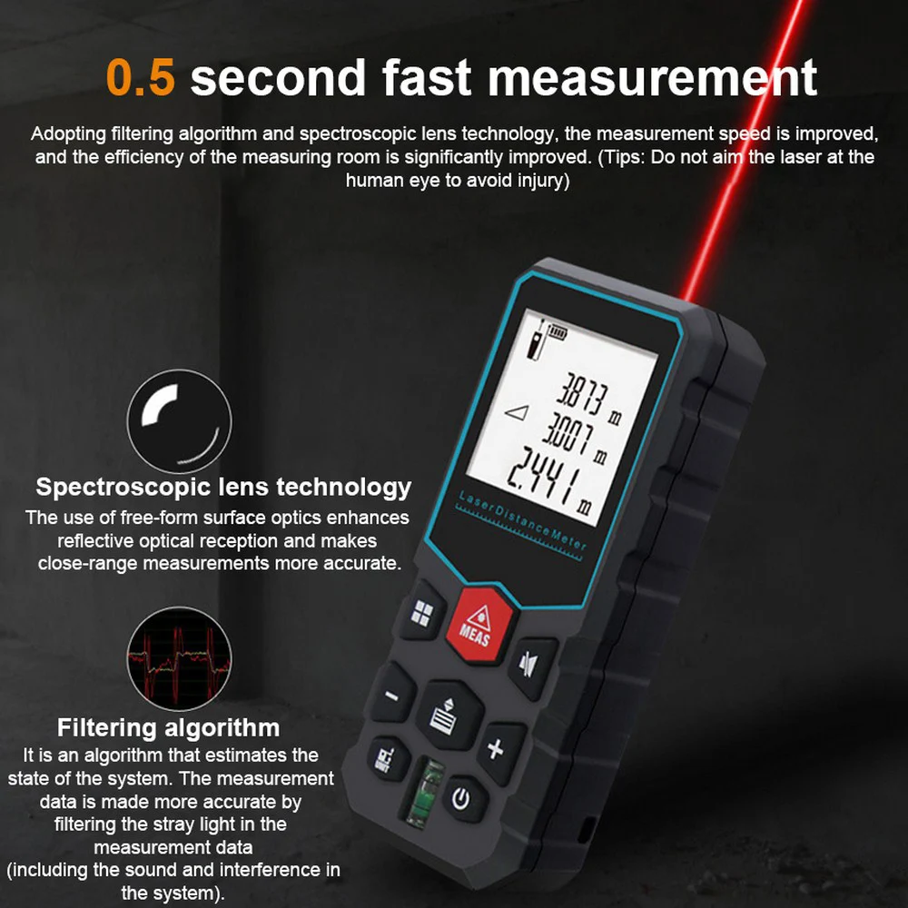 New Model Laser Distance Meter 40M 60M 80M 100M Rangefinder Laser Tape Range Finder Build Measure Device Ruler Test Tools