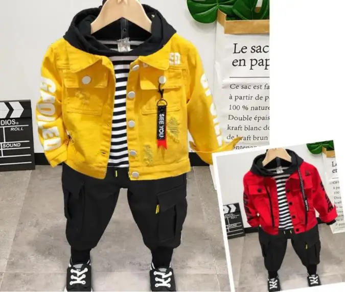 

Autumn Winter Baby Boys Clothes Children's Clothing Denim Jacket, hoodie,Pants Toddler Sport Suit Kids Costume For Boys Set 2-7Y