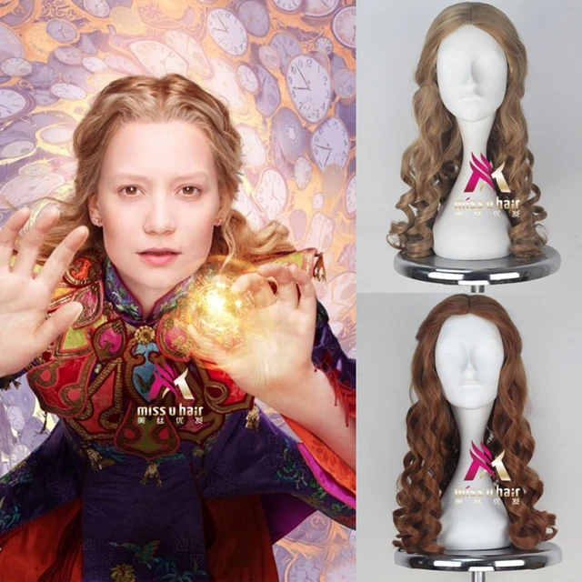 Alice Cosplay parrucca Film Alice nel paese delle meraviglie ricci lunghi  capelli sintetici marroni per adulti Alice attraverso il vetro dall'aspetto  + parrucca cap - AliExpress