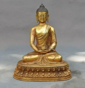 

wedding decoration Old Buddhism Bronze Gilt Sakyamuni Shakyamuni Medicine Tathagata Buddha Statue