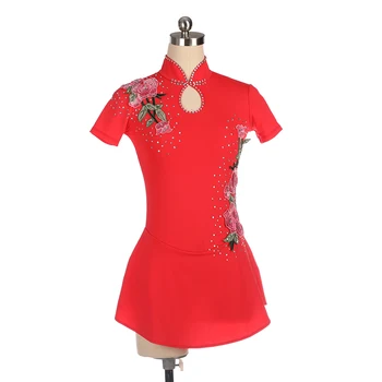 

Embroidery Chinese Style Short Sleeves Skating Dress Skating Competition Dress For Women Girls Shiny Stage Dance Wear BL4027