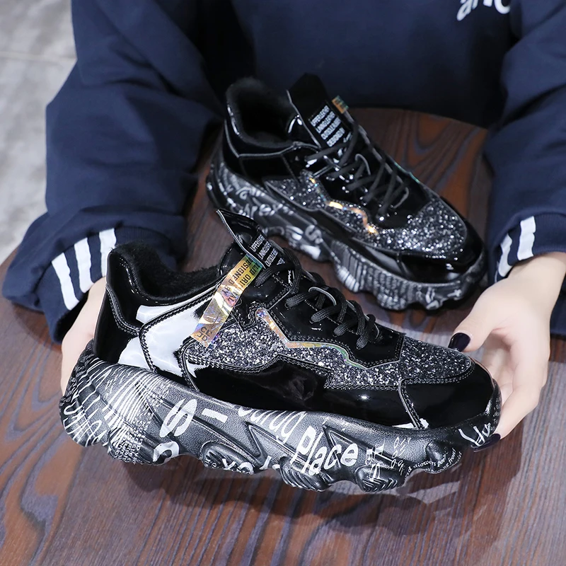 Сетчатые массивные кроссовки на шнуровке с граффити; Sepatu; дышащие кроссовки для женщин; Массажная обувь для бега; обувь, увеличивающая рост; Deportivas Mujer