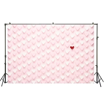 

HUAYI pink and white heart backdrop wedding welcome sign reception decoration Valentine's Day background W-3843