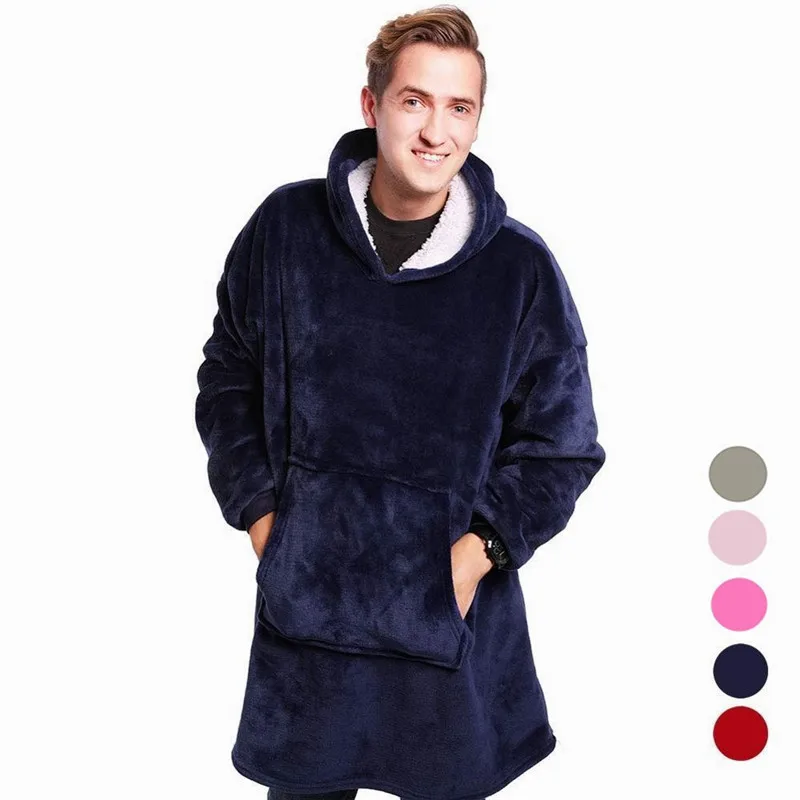 Женская толстовка большого размера, одеяло, толстовка, Коралловое Флисовое одеяло, теплое зимнее пальто, женская гигантская толстовка с капюшоном, пуловеры, Sudadera Mujer