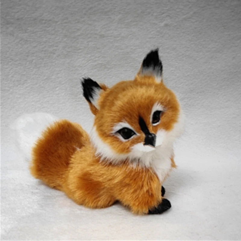 3 Styles Mini Squatting Fox Model Cute Simulation Brown Fox Home Decoration Wedding Birthday Gift Plush Figures Craft Miniatures miniature ornament plush toy miniature figurines