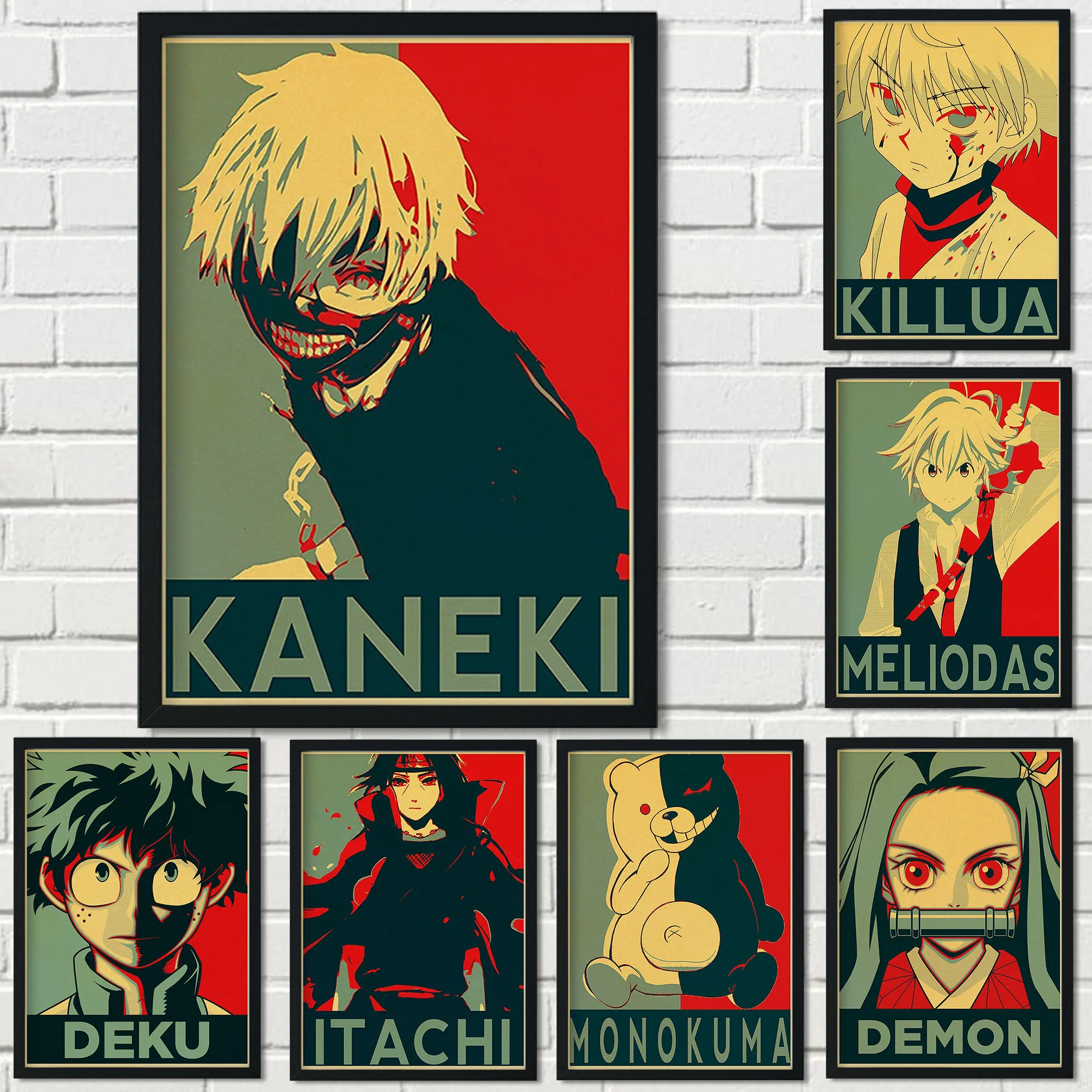 Japanese Anime Game Retro Poster /My Hero Academia/Tokyo Ghoul/Bar Coffee Tube High-quality Kraft Paper a42 | Дом и сад