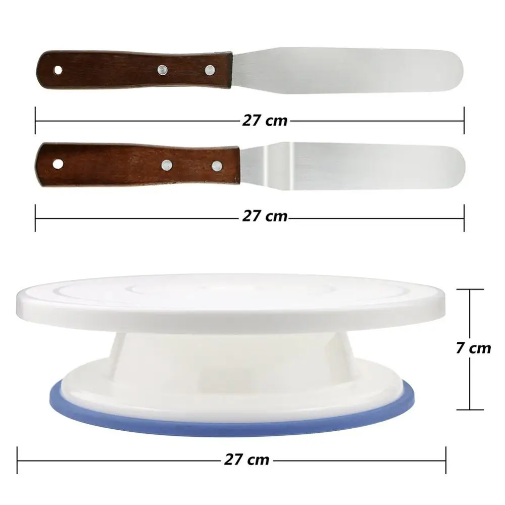 Пластмассовый поворотный стол для торта, Вращающийся набор, регулируемый мусс, кольцо, нож для украшения, 10 дюймов, кремовая подставка для пирожных, поворотный стол для торта, Лидер продаж
