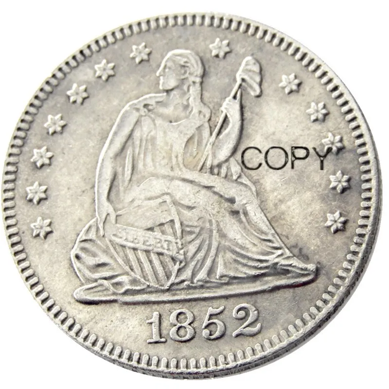US 1852 P/O Seated Liberty Quater Dollar Silver Plated Copy Coin | Дом и сад
