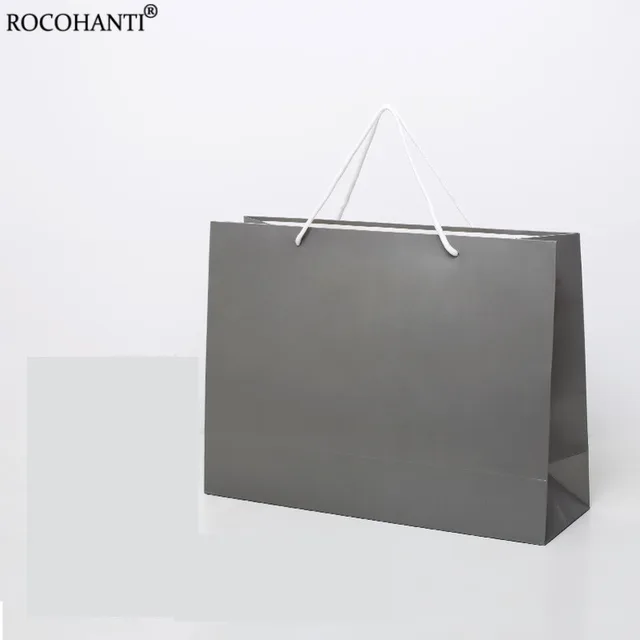 5/10 db Egyedi Logó Nyomtatott Szürke Művészeti Papír Ajándéktáskák Személyre Szabott Kiskereskedelmi Bevásárló Táska Újrafelhasználható Butik Üzlet Esküvőre - Image 6