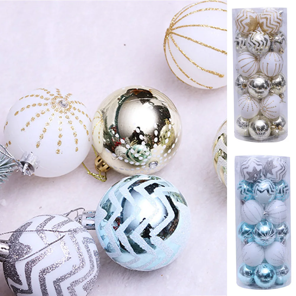 24Pcs Christmas Tree Ball Decoration Ornaments 6cm Colorful Balls New Year Gifts Christmas Display Landscape Layout