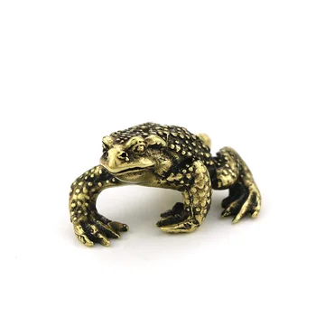 

Solid Copper Lucky Toad Tea Ceremony Small Ornaments Tea Pet Antique Bronze Animal Bufo Figures Miniatures Desk Decoration Craft