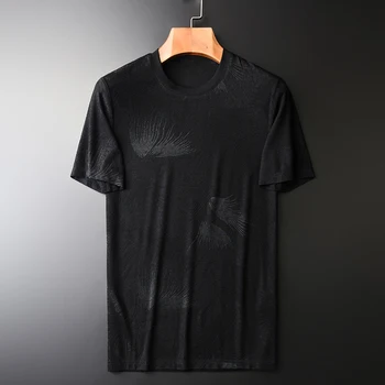 

New Black Mens T-shirts Luxury Short Sleeve Round Collar Thin Summer Male T-shirts Plus Size 4xl Slim Fit Casual Man T-shirt