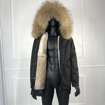 GĂŒnstig Business Casual MĂ€nner Kleidung Der Neue Mode Warme MĂ€nner Schwarz Pelz Mantel Parka Mit Echtpelz Abnehmbare Fuchs Pelz Kragen Kaninchen Fell Linin