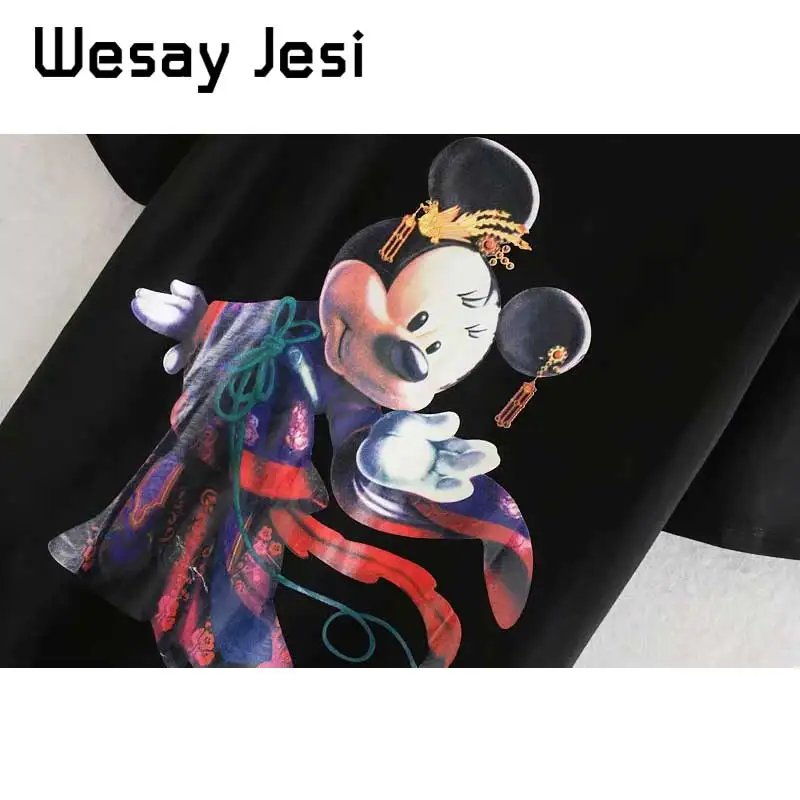 Women clothes tshirt vintage O-neck cartoon print cotton t shirt streetwear harajuku women's t-shirts plus size tops