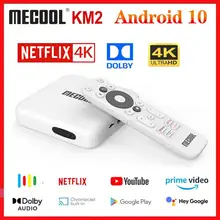 Mecool km2 google certificou netflix 4k caixa de tv android 10.0 media player android 10 atv bt 2t2r duplo wifi dolby áudio vídeo prime