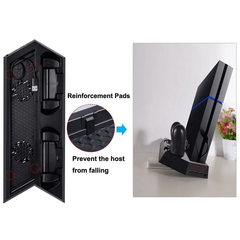 Ams-вертикальная подставка зарядное устройство для PS4/PS4 Pro/PS4 Slim] двойной контроллер зарядная станция с охлаждающим вентилятором для sony Playstation