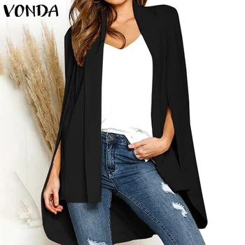 

VONDA Autumn Spring Cardigans 2020 Women Elegant Long Sleeve Black Jackets Bohemian Basic Coats Loose Streetwear Plus Size S-5XL
