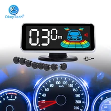 OkeyTech Reversing Camera Parktronic Led Back Up 8 Sensors Car Parking Sensor Kit Reverse Radar Detector System Monitor Drill