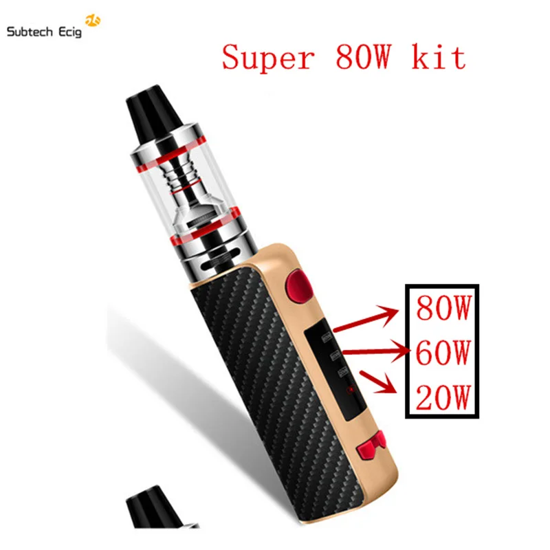 Original Super 80W kit electronic cigarette kit LED 2200mah battery liquid e cigarettes vape pen vaporizer box mod hookah kit