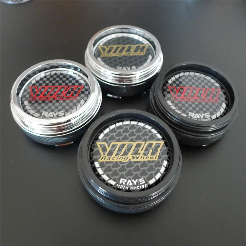 4pcs Volk Rays Racing Wheel Center Caps 60mm Auto Rims Hubs Cover Emblem Badge Car Styling Accessories