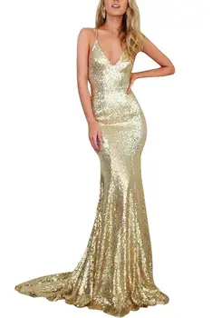 

Sexy Backless Long Sequined Rose Gold Bridesmaid Dresses with Straps Custom Made Long V-Neck Formal Wedding Party Dresses