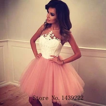 Милая розовая футболка для девочек Короткие бальные Сексуальные вечерние платья с аппликацией в виде Плиссированное вечернее платье Sofuge Vestidos De Fiesta Выпускные платья для специальных торжеств