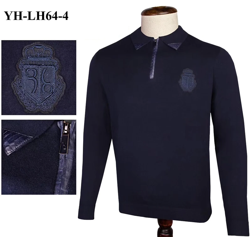 Online Billionaire pullover Schlange haut der männer 2019 winter Neue mode dicken zipper Business hohe qualität stickerei M 4XL freies verschiffen