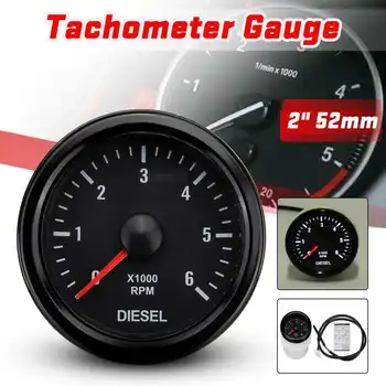 

52mm 0-6000 rpm (on the dashboard) white electronic tachometer for diesel engines