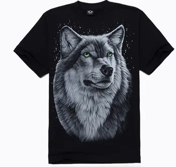 

2015 New T-shirts summer style men fashion cotton 3 d design wolf image star style free shipping