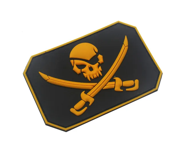 Morale Patches No Knife No Life SKULL PVC 3D Military Tactical Patch badge applique EMBLEM - Цвет: Pirate Orange