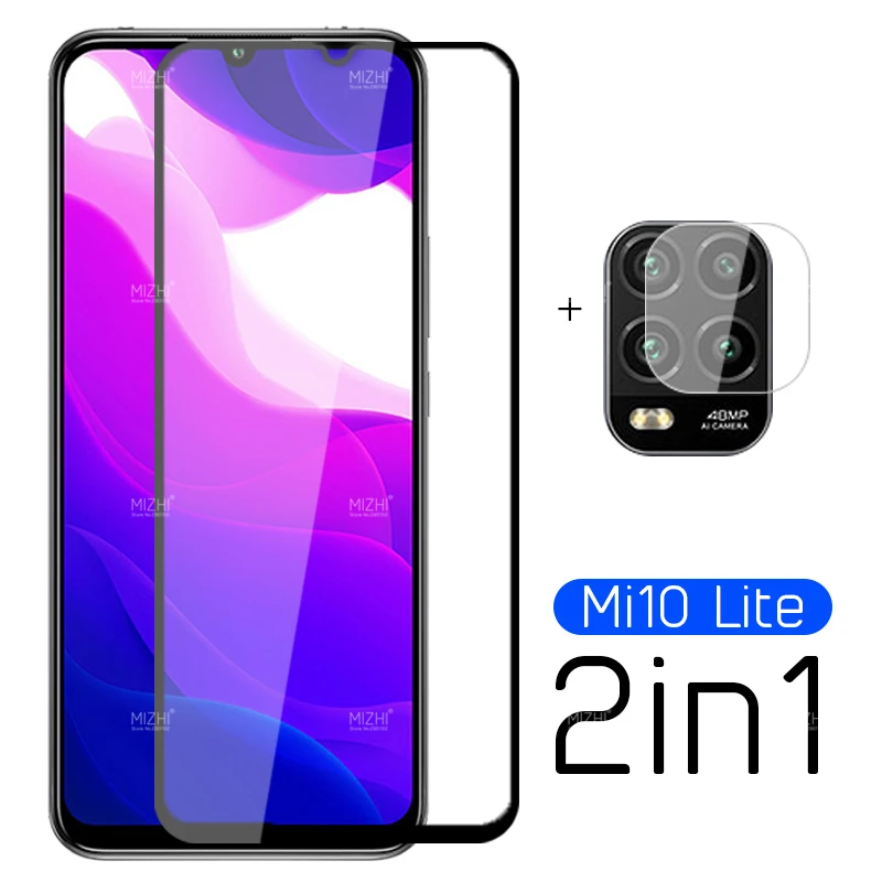 2 в 1 Защитное стекло для xiaomi mi 10 lite защита объектива камеры экрана на xiomi xaomi mi10 light