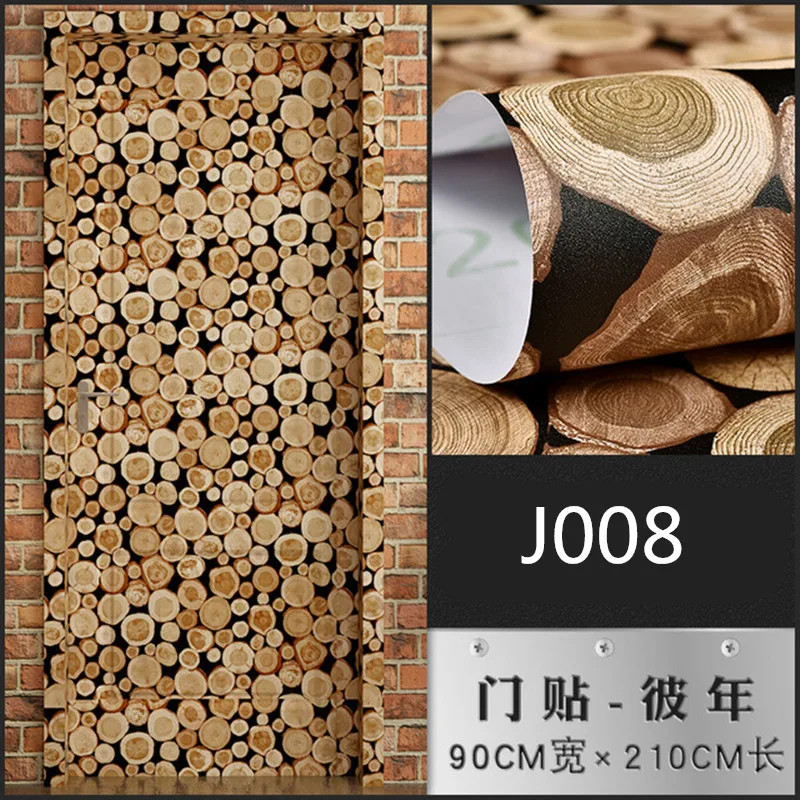 J008 Ретро стиль двери Стикеры DIY самоклеющиеся обновления водонепроницаемый обои деревянный дверной плакат мебель стекло наклейки домашний декор - Цвет: J008