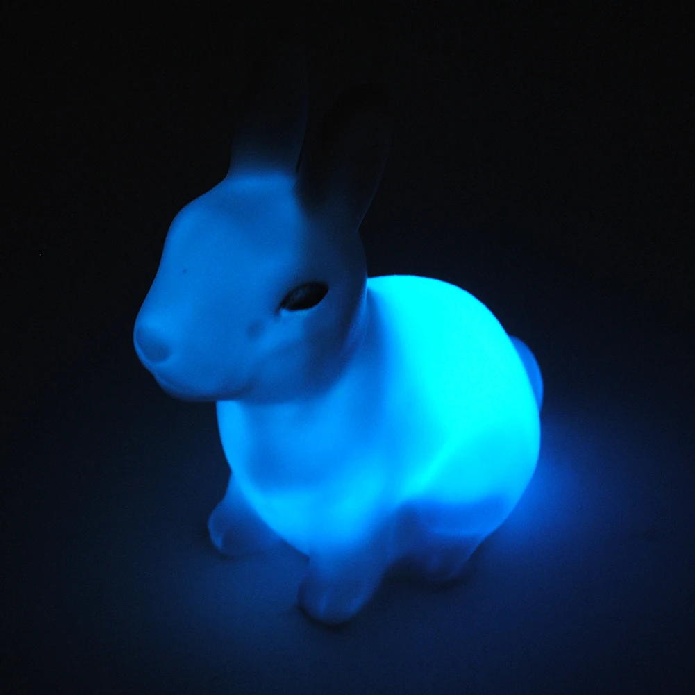 Светодиодный Светильник-ночник в виде милого кролика, меняющий семь цветов, рождественский подарок